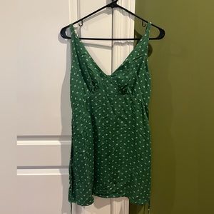 Reformation Thin Strap Green and White Dress